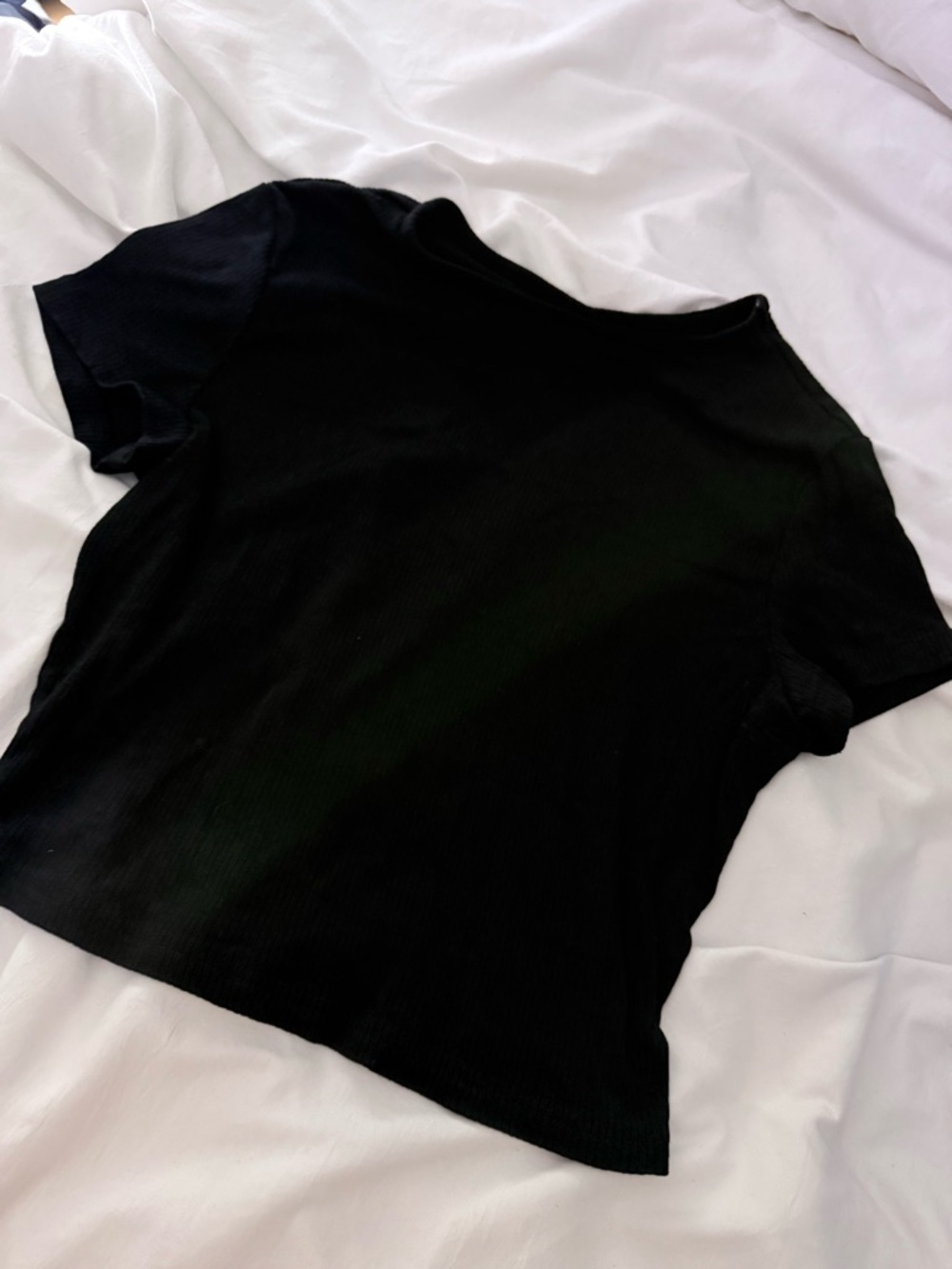 SHEIN Black Short Sleeve Ribbed Tee